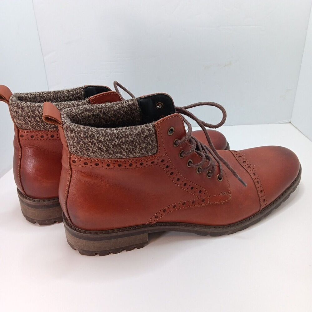 LA MILANO THOMAS LEATHER Cap Toe Lace Up Oxford Boots B51573 Whiskey Size 11